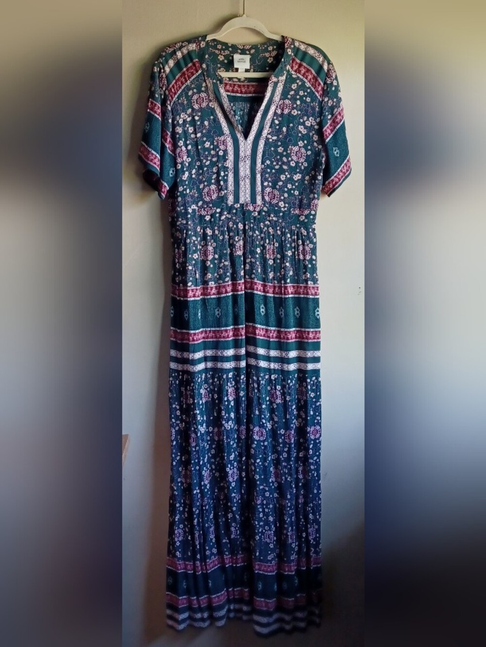 KNOX ROSE Short Sleeves Rayon Maxi Dress L